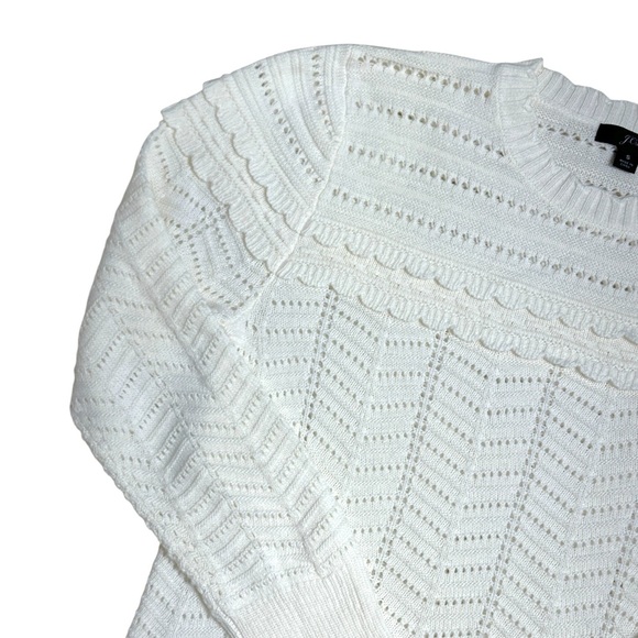 J. Crew White Scalloped Pointelle Lightweight Sweater Womens S - Picture 4 of 9